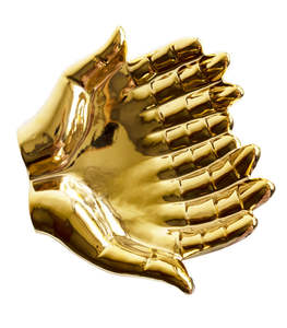 Tazón de servicio para cocina, cuencos de manos para servir frutas secas, para Hotel, restaurante, mesa, plato de aluminio dorado con forma de mano - Product Image 3