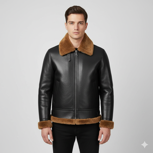 Veste Bomber en Cuir Synthétique Effet Fourrure pour Homme, Col Montant, Fermeture Éclair, Style Urbain, Logo Avant, Hiver – Grande Vente - Product Image 5