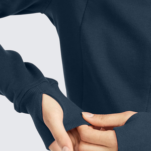 Hoodie court oversize tendance de haute qualité, couleur unie, personnalisé, à fermeture éclair, épaules tombantes, manches longues, pour femme - Product Image 3