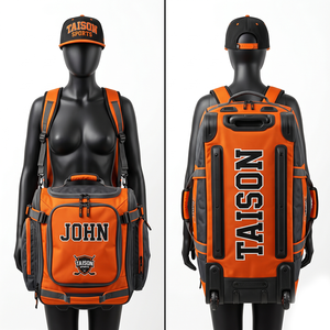 Sac de hockey sur glace en polyester 1680D premium 600 GSM, design orange et noir avec logo personnalisé brodé et imprimé - Product Image 1