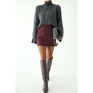 Pull en tricot anthracite avec manches fendues - Product Image 1