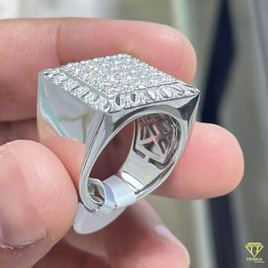 Bague de fiançailles pour homme en diamant rond plaqué or 14 carats, meilleure bague pour homme, cadeau pour lui en argent sterling 925 - Product Image 2