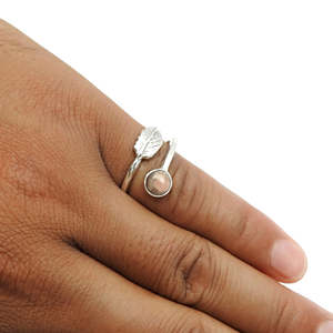 Linda y Elegante Joyería Original de Plata de Ley 925 con Gema de Rodocrosita de Corte Redondo en Engaste de Bisel, Todas las Tallas, Joyería Bohemia - Product Image 4