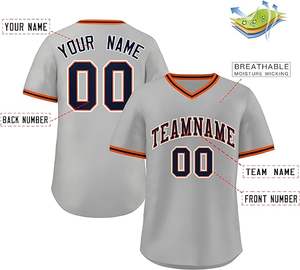 Streetewear logo brodé couleur contrastée manches courtes col en V maillot de baseball coupe ample boxy t-shirt pour hommes - Product Image 4