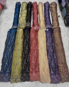 Tissu en soie orné de perles de qualité supérieure pour la confection de robes de mariage, sari, lehenga, dupatta, tenues décontractées et formelles, et tenues de soirée haute couture. - Product Image 1