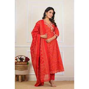 Cotton Embroidered <b>Chikankari</b> <b>Kurta</b> Set 3-Piece Indian Pakistani Style Salwar Kameez Reyon Silk Fabric Heavy Party Wear Suit - Product Image 3