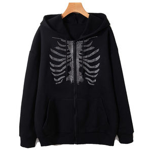 เสื้อมีฮู้ดซิปซิปสำหรับผู้ชายโลโก้พลอยเทียมแบบกำหนดเองสำหรับชายและหญิง - Product Image 1