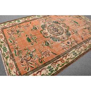 Tapis en laine vintage orange-vert grande surface 6.1 x 9.2ft tissage plat Patchwork Design pour salon ou couloir Latex soutenu - Product Image 2