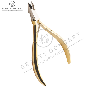 Stainless Steel Luxury Nail Clipper Wide Jaw Opening Customized Made <b>Half</b> Golden Color Non <b>Slip</b> Handle Cuticle Nail Nipper - Product Image 2
