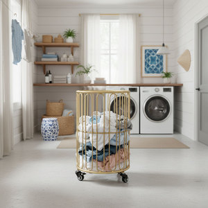 Cesto de Ropa Portátil KPT68018, Organizador de Ropa de Hierro con Recubrimiento en Polvo, Tipo Vertical para Baño, Incluye Tela de PP - Product Image 2