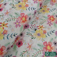 Tissu en liège naturel imprimé de motifs floraux, broderie personnalisée de haute qualité, tissu imprimé numérique, tissu en coton et élasthanne