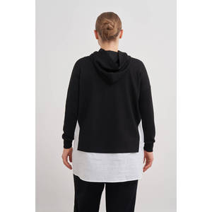 Blusa informal larga de punto para mujer con estampado a cuadros, bordado y encaje, corte holgado - Product Image 5