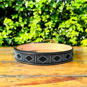 Heritage เข็มขัดหนังแท้ประดับด้วยลูกปัดสไตล์ตะวันตก90s เข็มขัดหนังวัวสีดำประดับด้วยลูกปัดสไตล์อเมริกันแบบใหม่ - Product Image 3