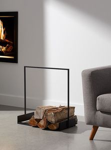 Durable outdoor iron <b>log</b> rack with weather resistant finish for storing <b>logs</b> beside backyard fire pits during rainy <b>seasons</b> - Product Image 2