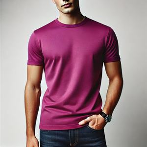 Vente en gros Logo de marque personnalisé 100% coton col roulé manches courtes respirant coupe régulière décontracté hommes t-shirts vierges - Product Image 5