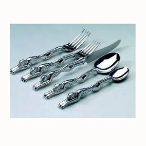 Juego de 4 cubiertos de acero inoxidable, ideal para utensilios de cocina, mesa, fiesta en casa, café, uso, cubiertos chapados en Color plateado, mango elegante - Product Image 1