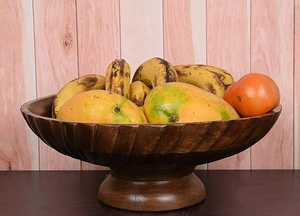 Cuenco decorativo de madera de Mango pulido tallado a mano para el hogar mesa de comedor sala de estar o cocina frutero para decorar FIESTA DE Navidad - Product Image 4