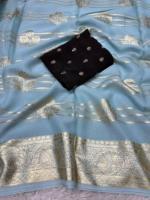 Apparence de célébrité pure viscose Georgette party wear saree avec viscose dola blouse