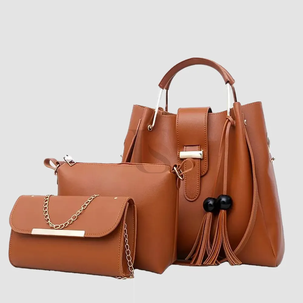 Unique High Quality 3 Pcs PU Soft Leather Hand & Shoulder Handmade Bag For Women Cross Body Bag Cheap price