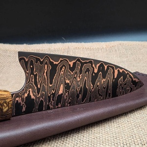 STEEL CRAFT INTERNATIONAL <b>Custom</b> Made DIY OEM Copper Damascus Steel Chef Knife Pakka Wood Handle-Multi-Functional Kitchen - Product Image 5