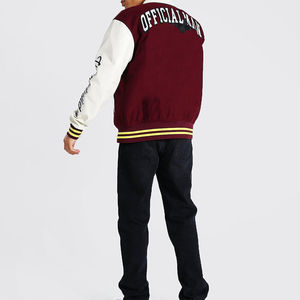 แจ็กเก็ตสำหรับผู้ชายเสื้อแจ็กเก็ตเบสบอลทีมตัวแทนมหาวิทยาลัยแบบสั่งทำสีดำสีขาวตัวอักษรบอมเบอร์เสื้อสตรีทขนสัตว์แขนเสื้อหนังขนสัตว์วิทยาลัย - Product Image 2