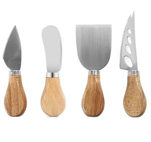 Promotion outil à fromage stocké ensemble de couteaux à fromage en acier inoxydable 4 pièces avec manche en bois ustensile de cuisine et couteau à beurre - Product Image 6