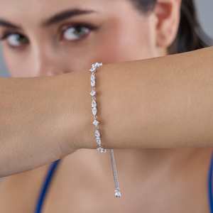 Pulsera de Plata 92.5, 183254, Bañada en Rodio, con Incrustaciones de Diamantes, Patrón de Llaves, Estilo Étnico Clásico, para Regalo de Boda o Fiesta - Product Image 2