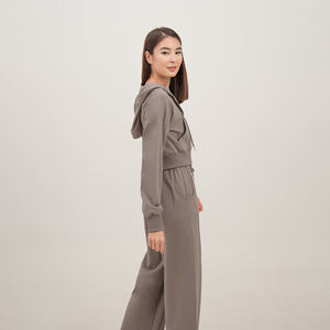 Sudadera con capucha recortada con cremallera completa para mujer de alta calidad, cómoda y elegante, perfecta para ropa informal y entrenamientos, gran oferta - Product Image 4