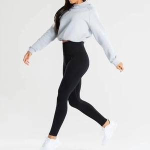 Sudadera con capucha corta activa personalizada de fabricante OEM para mujer Sudadera con capucha de alta calidad con hombros caídos para invierno - Product Image 2