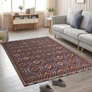 Tapis imprimé à motif hexagonal, tapis de sol bohème, tapis décoratif coloré, tapis doux à poils longs - Product Image 4