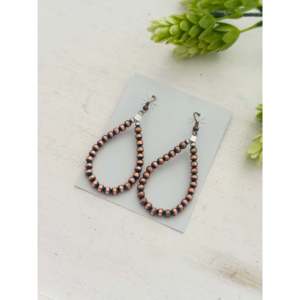 Boucles d'oreilles pendantes Navajo en cuivre et argent sterling avec perles en forme de goutte d'eau, design élégant - Product Image 3