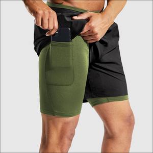 Nouveau short de course 2-en-1 décontracté taille moyenne pour hommes Short de compression respirant à séchage rapide avec poche pour téléphone Double couche - Product Image 1