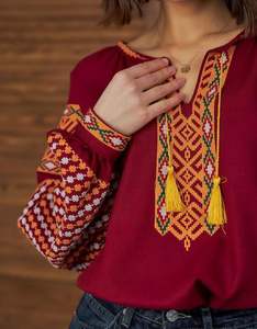 Blusas ucranianas para mujer, cuello redondo bordado, alta moda, manga larga con globo, cuello redondo, ropa de fiesta, Top ucraniano de lujo - Product Image 4