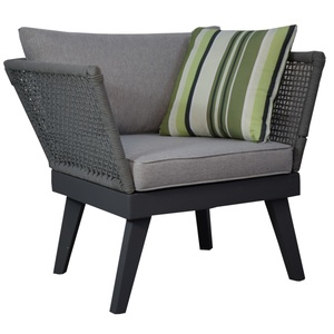 Sedia da giardino lounge CUBA 87 x 73 x 73 cm grigia con cuscino per giardino, terrazza, balcone - Product Image 3