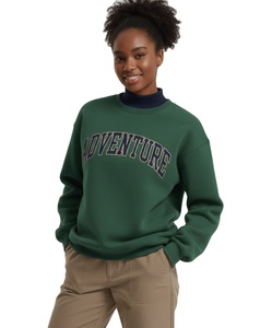 Women Casual Oversize Mockneck Embroidered Sweatshirt <b>Winter</b> Relaxed Fit Breathable Eco-Friendly Fleece <b>Top</b> Soft Street Style - Product Image 1