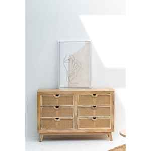 Stockholm Six Drawers Aparador de madera de ratán - Product Image 1
