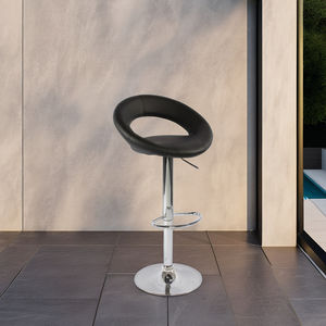 أواني بار من الجلد الدوارة ذات الكرسي العالي بتصميم عصري بارتفاع قابل للتعديل مسند بار دائري بقاعدة قرصية - Product Image 6