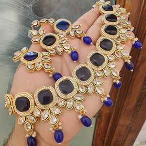 Conjunto de joyas de diamantes americanos de diseñador elegante, collar de piedra Monalisa con pendientes para fiestas, ocasiones especiales, Material de latón - Product Image 6