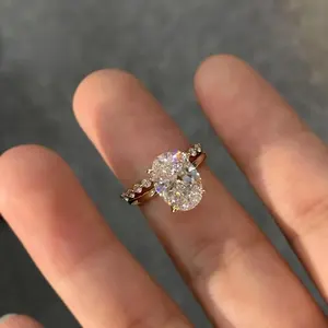 Anillo de Compromiso de Plata 925 con Moissanita de Corte Oval Vintage, Engaste de Puntas, Joyería Fina para Mujer, Regalo de Aniversario, Fiesta - Product Image 5