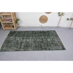 Tapis Patchwork en Polyester Laine Verte Classique Moderne 3.5 'X 6.3' Haute Qualité Grande Taille pour Salon Chambre à Coucher Latex Peluche - Product Image 3