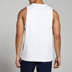 Camiseta sin mangas de gimnasio para hombre de Color sólido personalizada de secado rápido transpirable con cuello redondo acanalado de punto al por mayor de la mejor calidad - Product Image 5