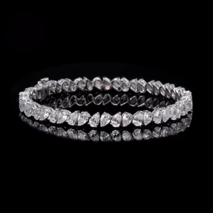 Bracelet exclusif en diamant de tennis en forme de poire, or blanc 14 carats, cultivé en laboratoire, 6x4 mm, VS1, E F, certifié, fournisseur direct - Product Image 4