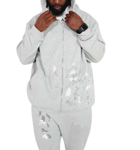 Ensemble de pantalons à capuche délavés à l'acide OEM Offre Spéciale Nouveau design Survêtement surdimensionné délavé à la pierre Grande taille XXL pour l'hiver - Product Image 3