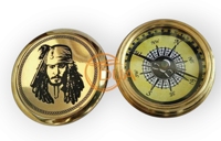 Brújula pirata Jack Sparrow de latón vintage con tapa grabada Navegación de bolsillo náutico funcional con pantalla de puntero