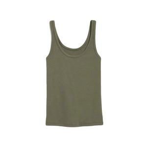 Camiseta sin mangas con cuello redondo verde oliva para mujer, Camiseta ajustada de tela de Spandex de algodón elástico suave para mujer, ropa informal o de verano en capas - Product Image 2