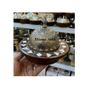 Aluminum And Wood Nuts Server Customized Size Round Shape Chocolates Server From Manufacturer In India - Product Image 1