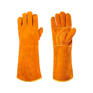 Guantes de soldadura de cuero de seguridad hechos a medida precio al por mayor guantes de soldadura de cuero cómodos en color sólido - Product Image 1
