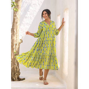 <b>Tropical</b> Maxi <b>Dress</b> with Dropped Empire Waist for Day to Club - Product Image 1