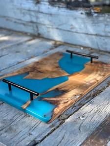 Unique Resin and Wood <b>Tray</b> Decorative Organizer for Jewelry Makeup Perfume <b>Candles</b> and Home Essentials At Reasonable Price - Product Image 2