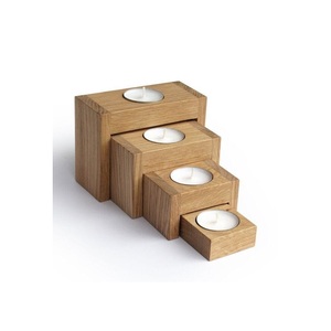 Bougie votive en bois faite à la main avec cire couleur naturelle Style moderne parfum de maison de Noël votive - Product Image 1